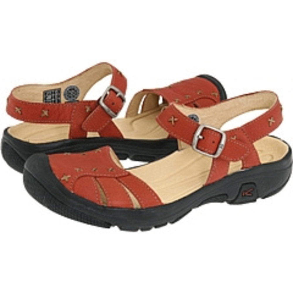 Keen Red and Black Flats with Adjustable Straps
